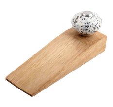 White And Black Etched Ceramic Wooden Door Stopper